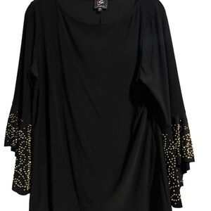 Chic Black Blouse with Gold Detailing